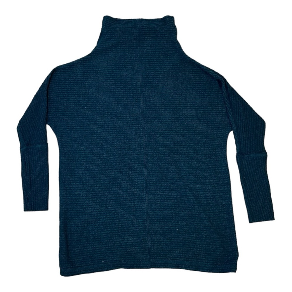 Free People We The Free Teal Cowl Neck Thermal Waffle-Knit Tunic Sweater Teal XS - Picture 10 of 13